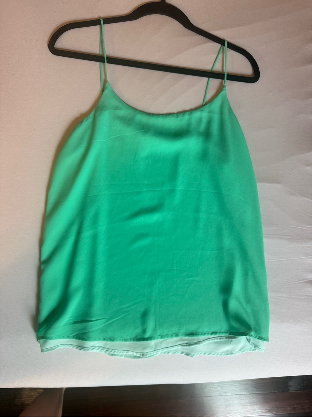 Women's Mint Green Spaghetti Strap Tank Top, double layer